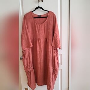 Le Nové Terracotta Linen Dress